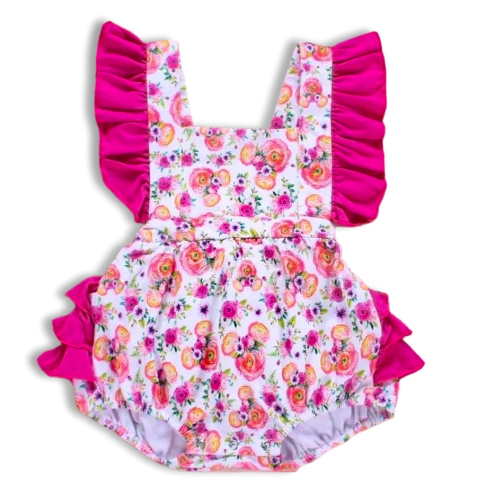 Floral baby romper, handmade romper, summer outfits